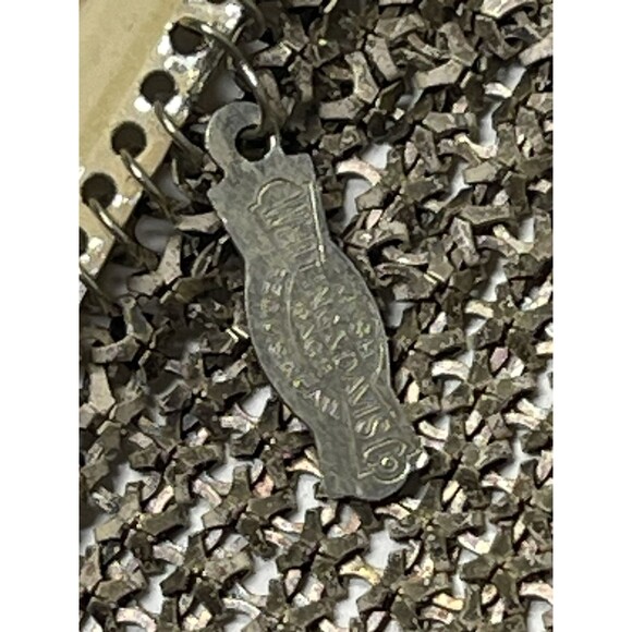 Antique 1920s Whiting and Davis Art Deco Enamel Mesh Purse Flapper Bag Tan Cream - Picture 6 of 7